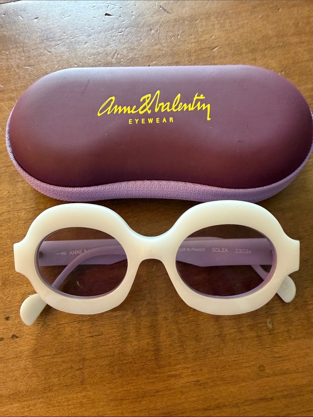 Le Specs White Frame Sunglasses with Lavender Lenses
